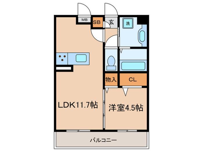 SEJOUR YUTOHA(1LDK/1階)の間取り写真