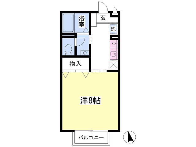 メゾンドール(ワンルーム/2階)の間取り写真