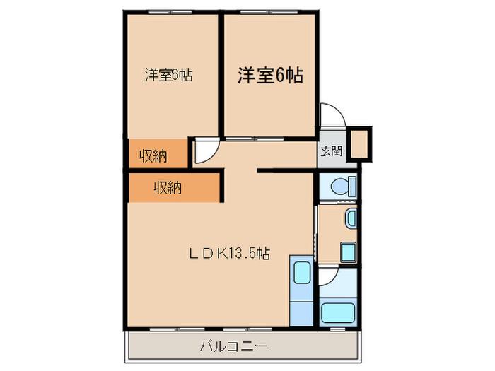 板倉ハイツ(2LDK/3階)の間取り写真