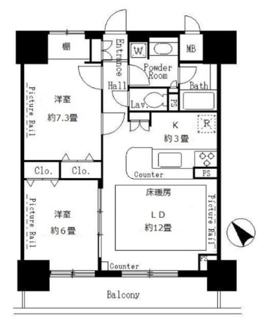サンクレール荒川ブランガーデン(2LDK/10階)の間取り写真