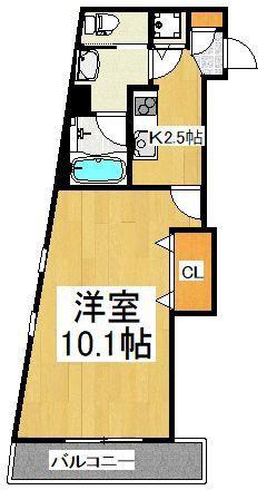 ゴールドクレスト(1K/4階)の間取り写真