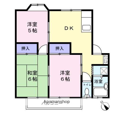 キャッスル三保(3DK/1階)の間取り写真