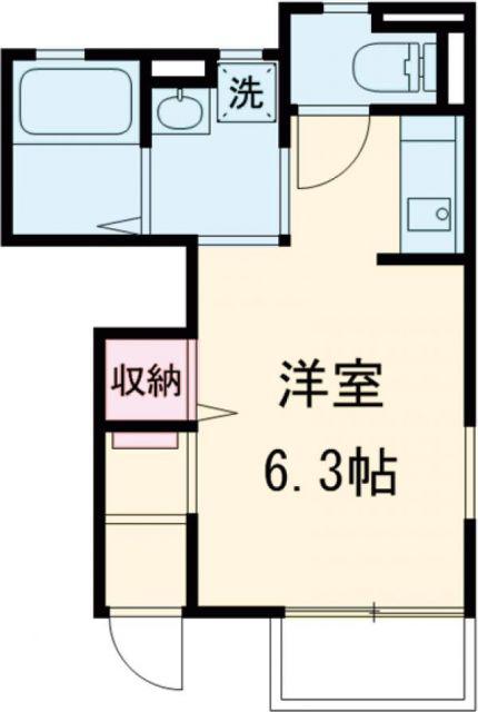クローバーハイツ(ワンルーム/1階)の間取り写真