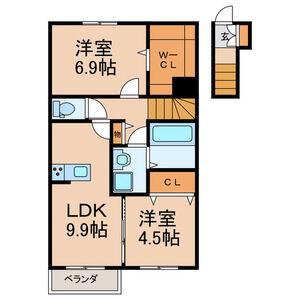 ラ・スロント(2LDK/2階)の間取り写真