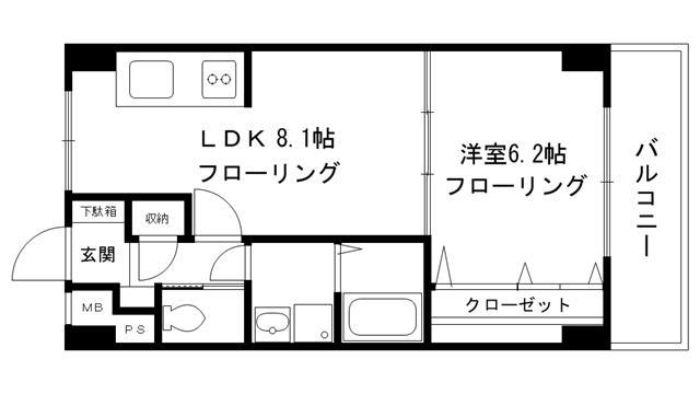 インペリアルレジデンス(1LDK/5階)の間取り写真