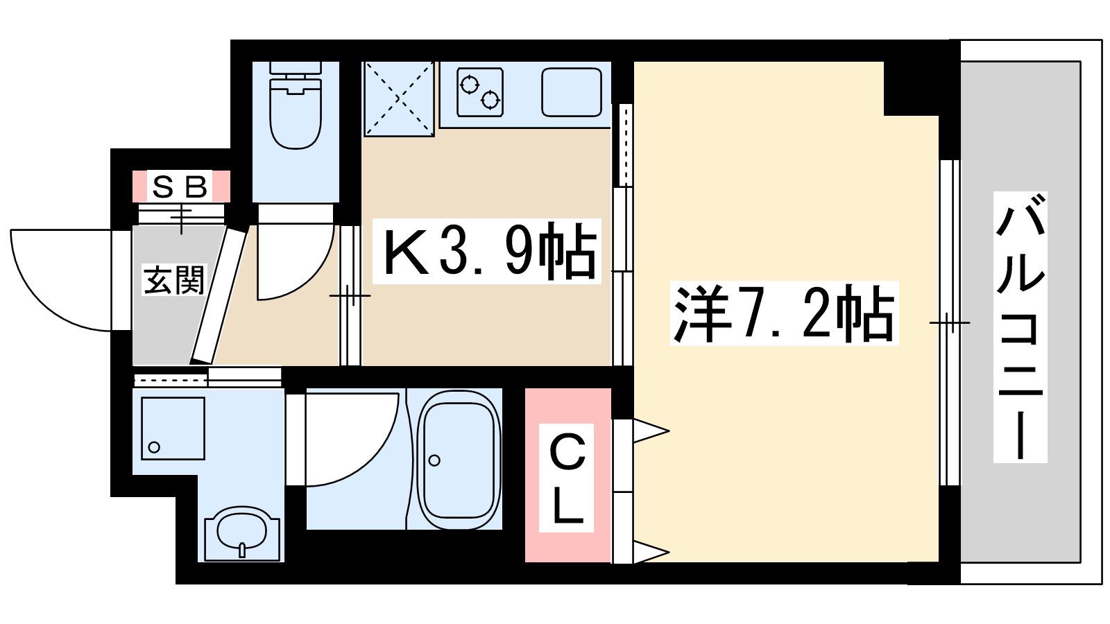 ドルチェヴィータ新大阪(1K/6階)の間取り写真