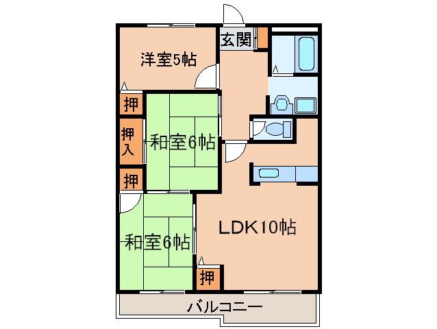 リバージュ下鴨(3LDK/2階)の間取り写真