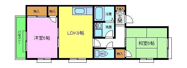 ルミエール初芝(2LDK/2階)の間取り写真