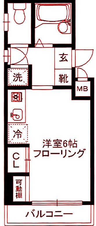 マンマミーア横浜(1K/4階)の間取り写真