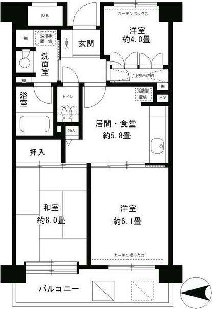 フレスコ川崎(3K/9階)の間取り写真