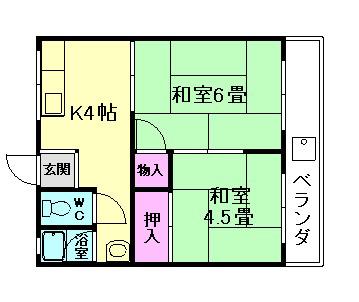 パールハイツIII(2K/1階)の間取り写真