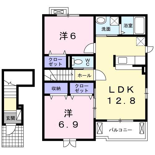 フルール(2LDK/2階)の間取り写真