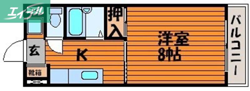 JR吉備線 備前三門駅 徒歩28分 5階建 築32年(1K/4階)の間取り写真