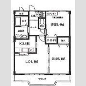 シャトーI(2LDK/1階)の間取り写真