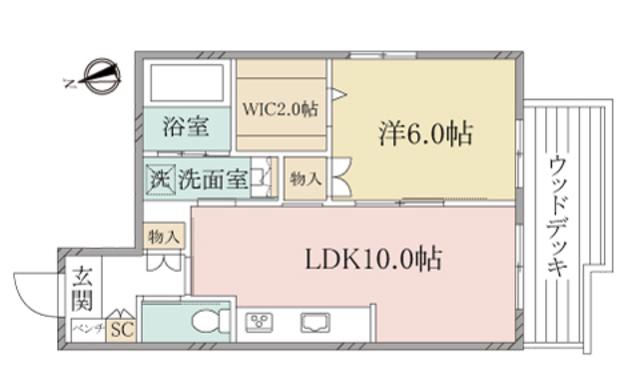 ヘーベルヴィレッジ高円寺北ルティルオプス高円寺(1LDK/1階)の間取り写真