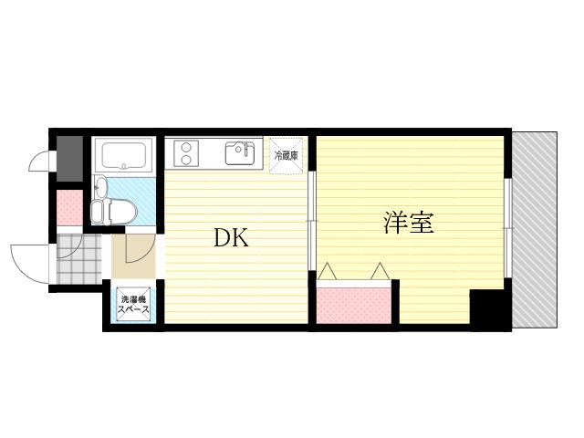 クリテリオン新大阪(1DK/6階)の間取り写真