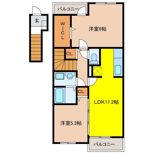 ベネ・ファキスI(2LDK/2階)の間取り写真