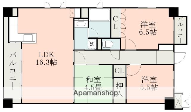 サーパス東千石(3LDK/2階)の間取り写真