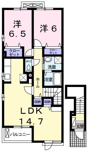 ラ・グラシアIII(2LDK/2階)の間取り写真