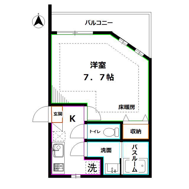 ピアコートTM武蔵関壱番館(1K/2階)の間取り写真