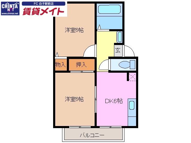 GYハイツ(2DK/2階)の間取り写真