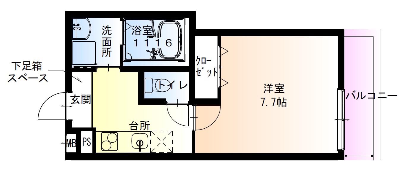 フジパレス泉大津ノース(1K/1階)の間取り写真