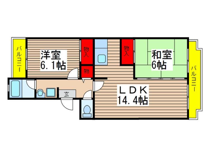 ロイヤルグリーン八千代2号棟(2LDK/1階)の間取り写真