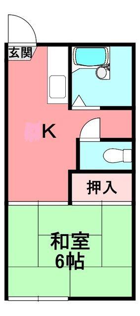 アネックス横屋B(1K/2階)の間取り写真