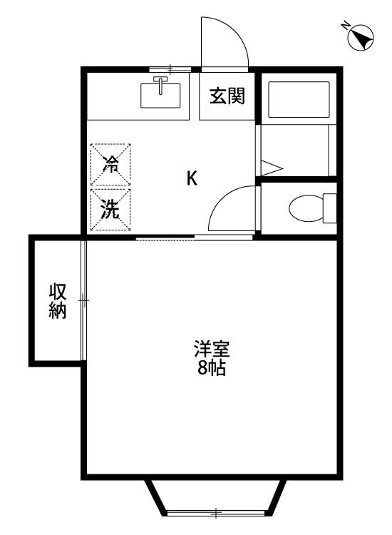 リステル(1K/1階)の間取り写真