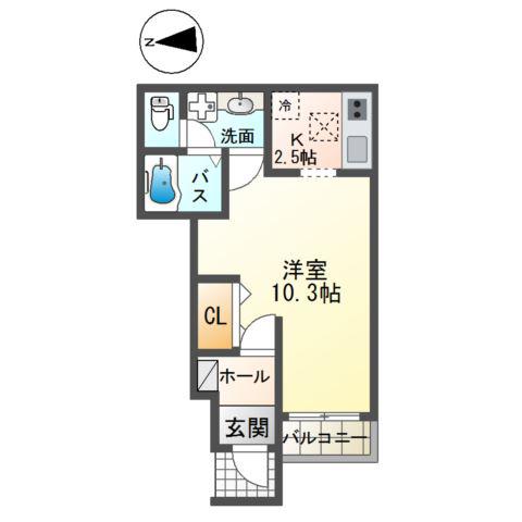 JR阪和線 鳳駅 徒歩9分 2階建 築7年(1K/1階)の間取り写真
