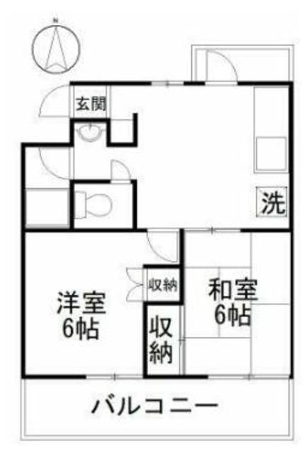 ヒルズ司2(2DK/2階)の間取り写真