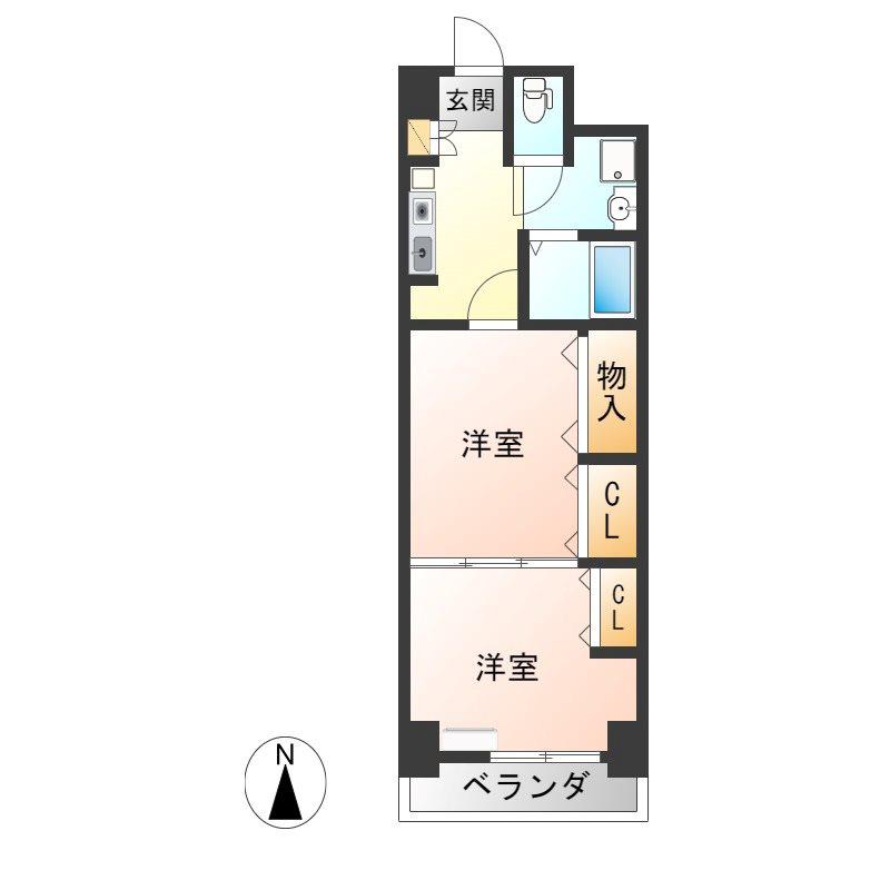 プレステージ宇都宮(2K/9階)の間取り写真