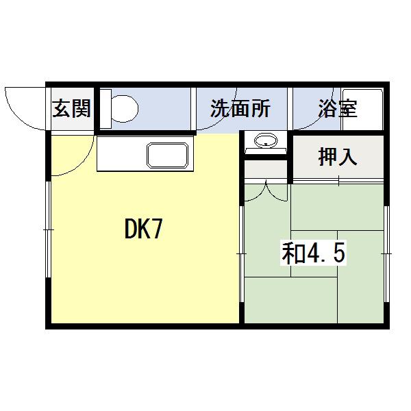 コスモハイツ(1DK/2階)の間取り写真