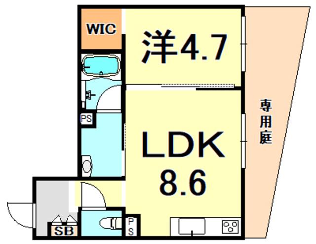 シャーメゾン ファミリア(1LDK/1階)の間取り写真