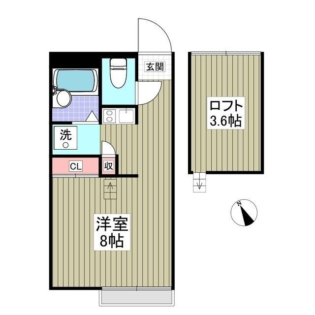 リブレス小山喜沢(ワンルーム/2階)の間取り写真