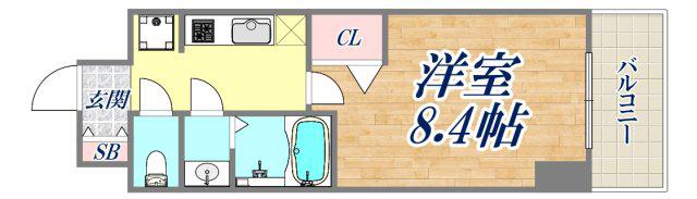 アドバンス神戸マリス1(1K/6階)の間取り写真