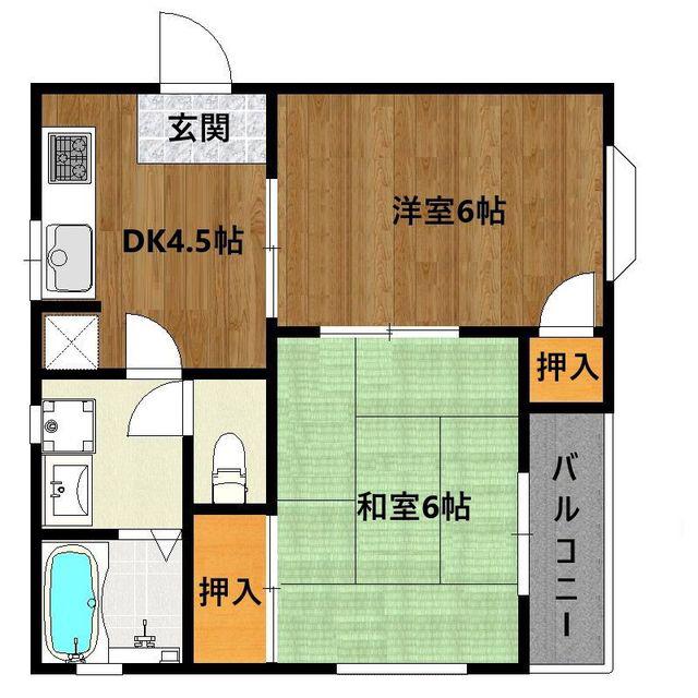 プロスパ6(2DK/1階)の間取り写真