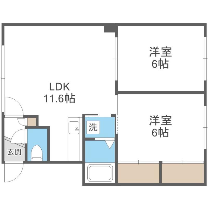 コーポアベニュー(2LDK/2階)の間取り写真