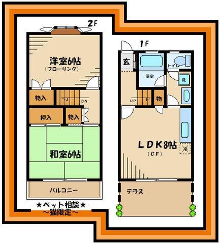 サンテラス(2LDK/1階)の間取り写真