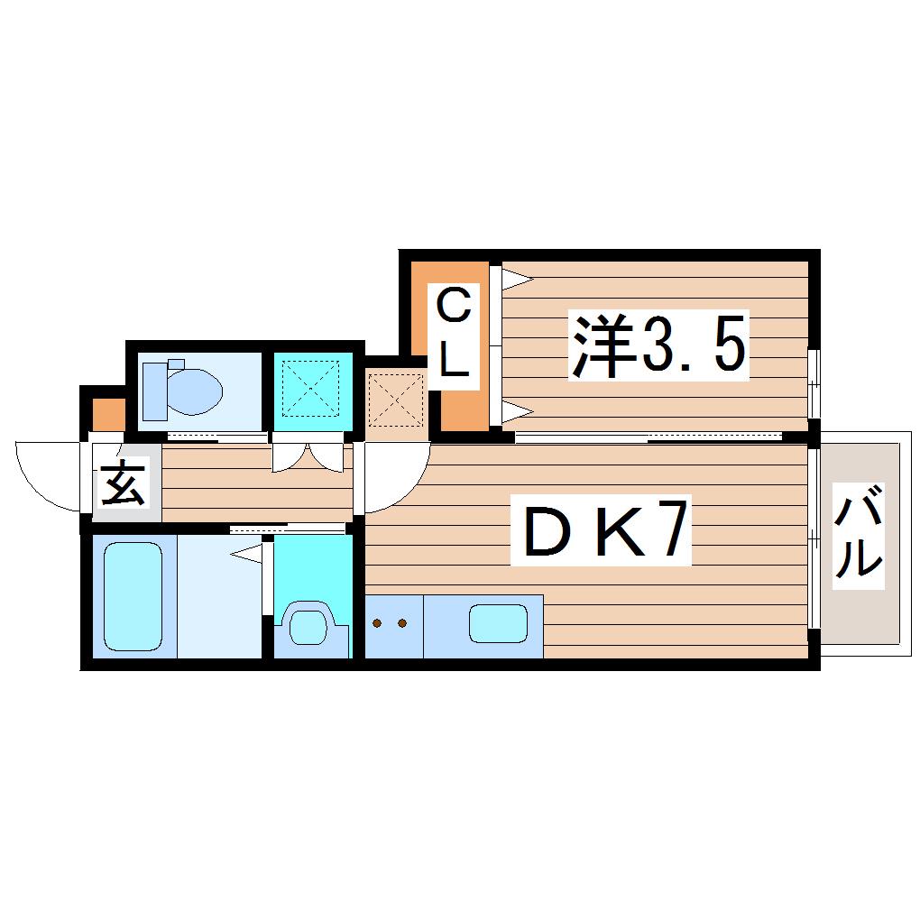 カルム A(1DK/1階)の間取り写真