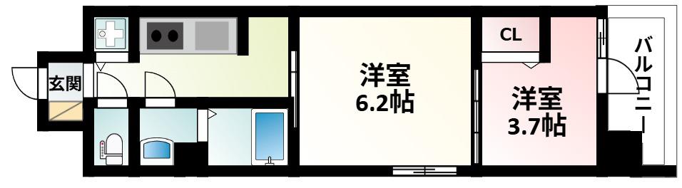 LUORE新大阪サウス(2K/6階)の間取り写真