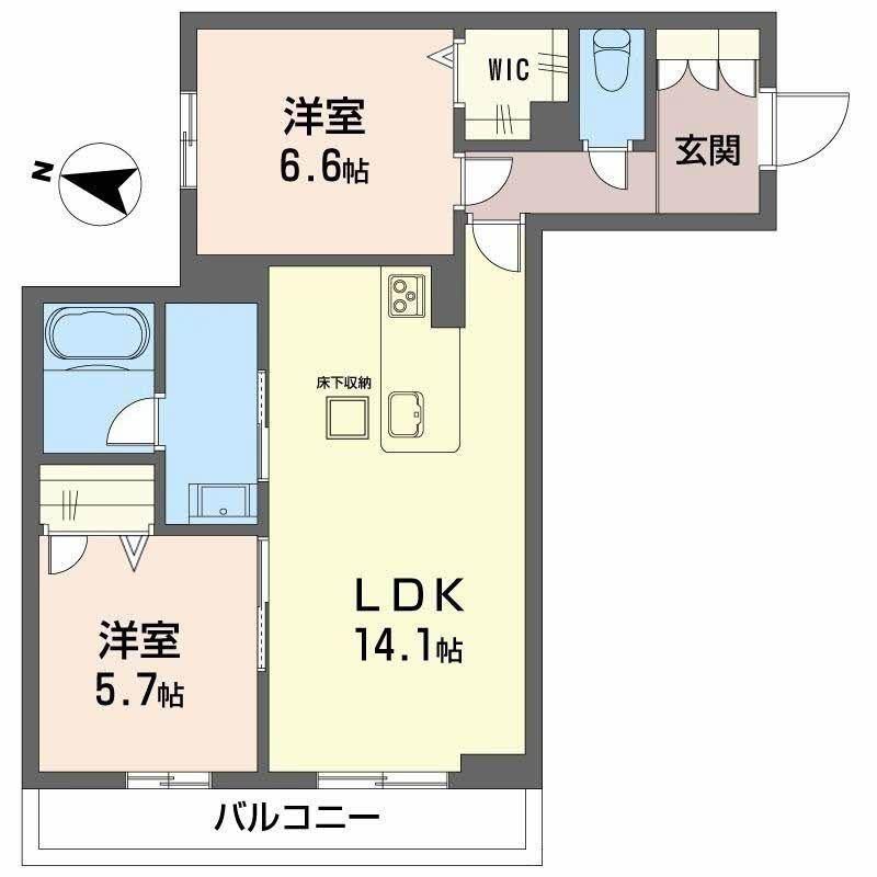 JR山陽本線 新倉敷駅 徒歩7分 3階建 新築(2LDK/1階)の間取り写真