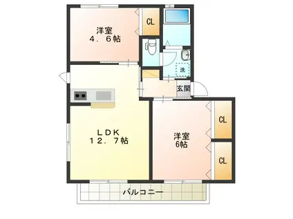 シャーメゾン上板C棟(2LDK/1階)の間取り写真