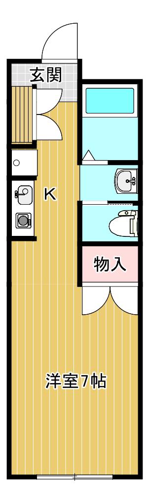 セバナル1(1K/2階)の間取り写真