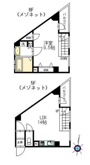 BUILDING(1LDK/5階)の間取り写真