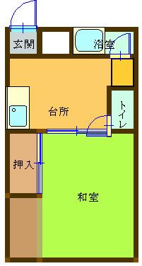 みやまハイツ(1K/1階)の間取り写真