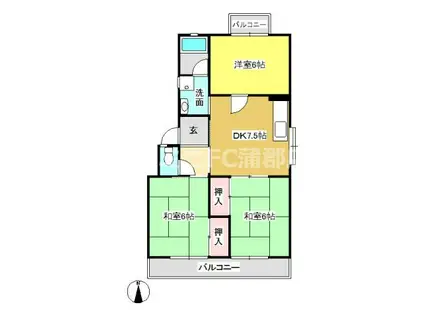 アネックス小林(3DK/4階)の間取り写真