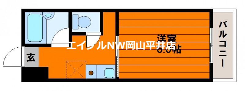アルファ清水(1K/3階)の間取り写真