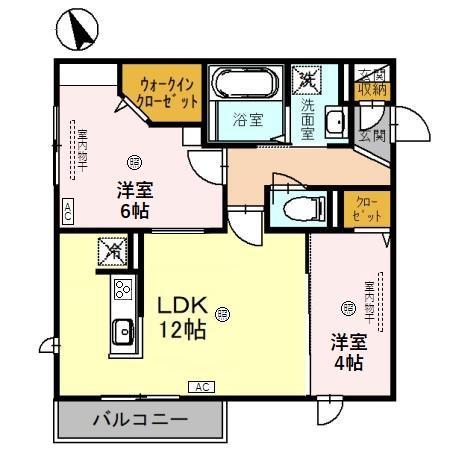 ロイヤルコート若宮(2LDK/2階)の間取り写真