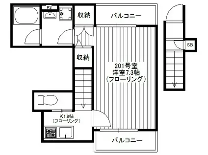 エレノア ELENORE(1K/2階)の間取り写真